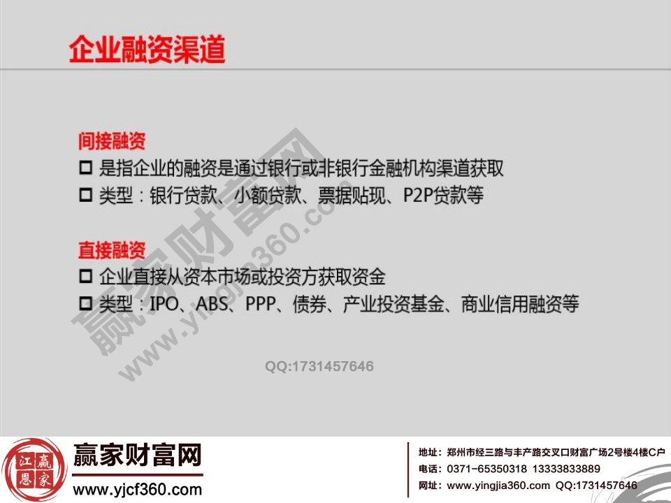 企业的融资渠道